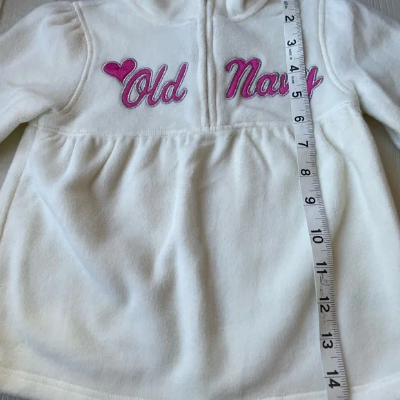 Vintage Old Navy 1/4 Zip Fleece Size 3T White pink - Picture 9 of 12
